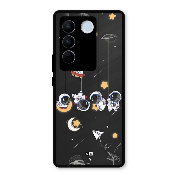 Hanging Astronauts Metal Back Case for Vivo V27 Pro