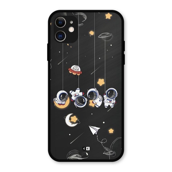 Hanging Astronauts Metal Back Case for iPhone 11