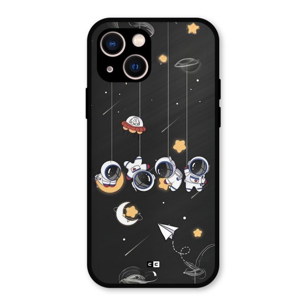 Hanging Astronauts Metal Back Case for iPhone 13