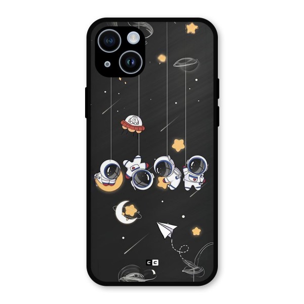 Hanging Astronauts Metal Back Case for iPhone 14