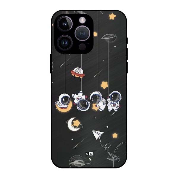 Hanging Astronauts Metal Back Case for iPhone 14 Pro Max