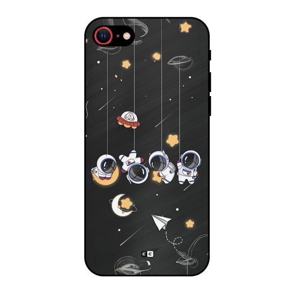 Hanging Astronauts Metal Back Case for iPhone 8