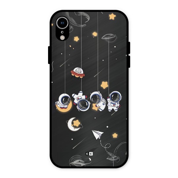 Hanging Astronauts Metal Back Case for iPhone XR