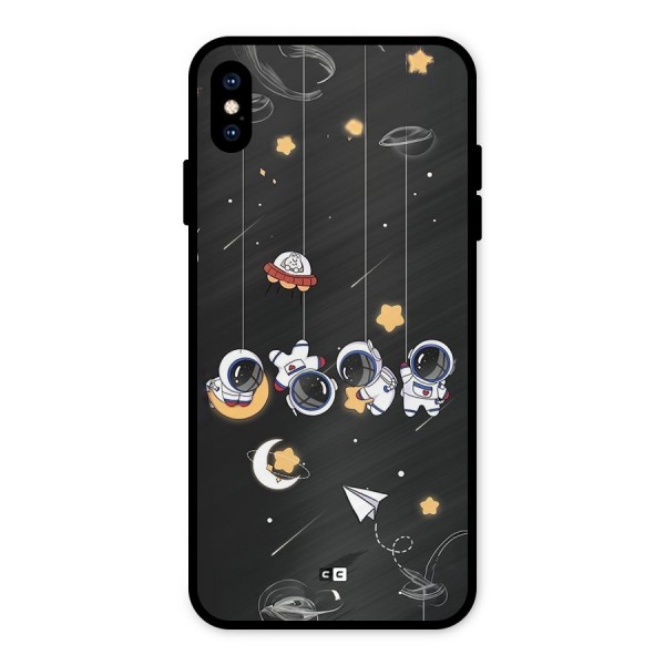 Hanging Astronauts Metal Back Case for iPhone XS Max