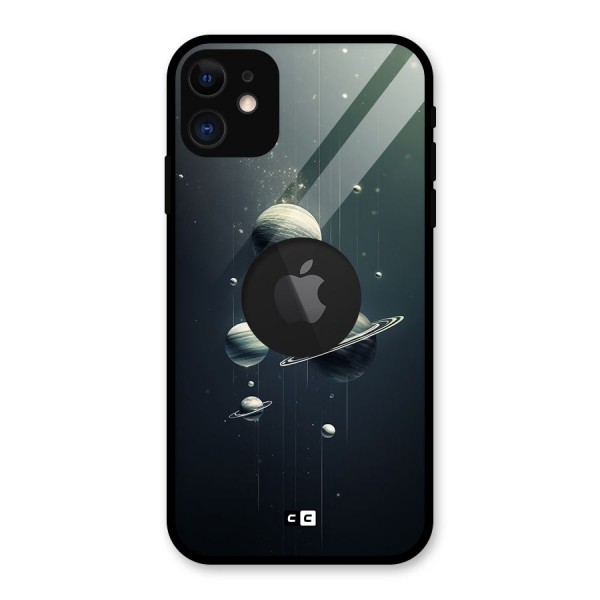 Hanging Planets Glass Back Case for iPhone 11 Logo Cut