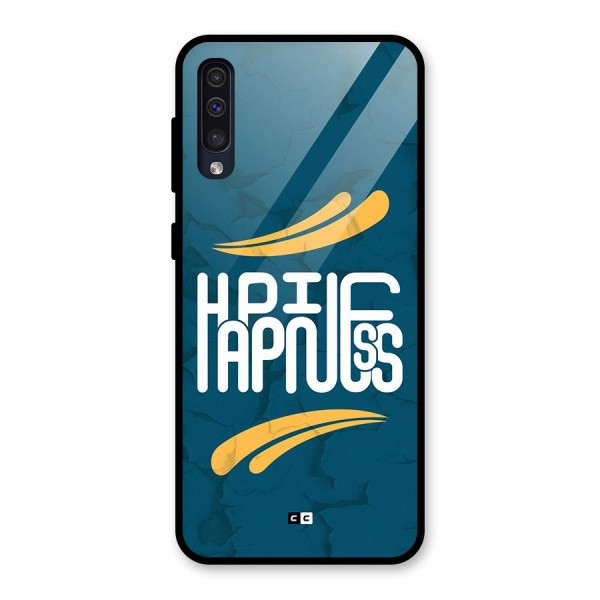 Happpiness Typography Glass Back Case for Galaxy A50