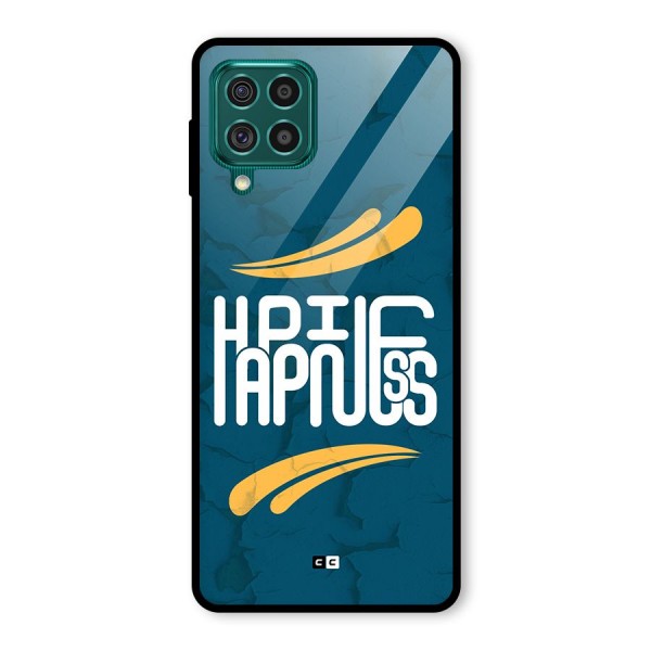 Happpiness Typography Glass Back Case for Galaxy F62