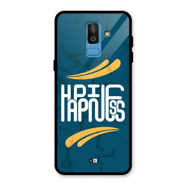 Happpiness Typography Glass Back Case for Galaxy J8