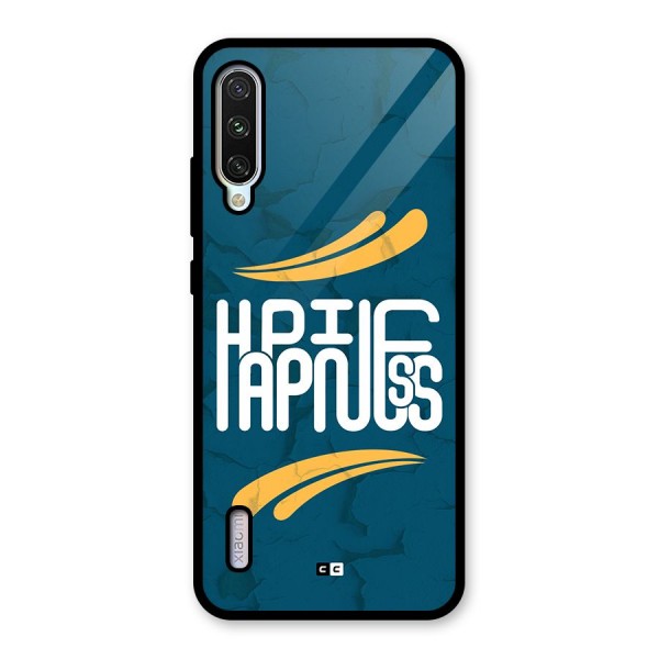 Happpiness Typography Glass Back Case for Mi A3