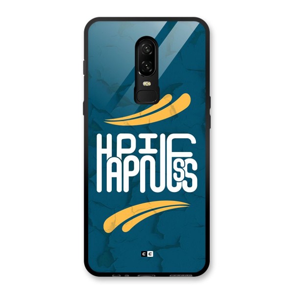 Happpiness Typography Glass Back Case for OnePlus 6