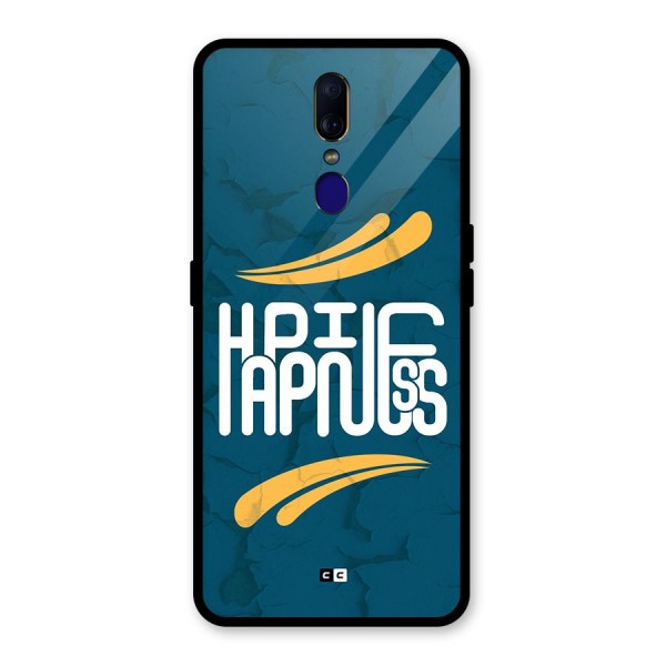 Happpiness Typography Glass Back Case for Oppo F11