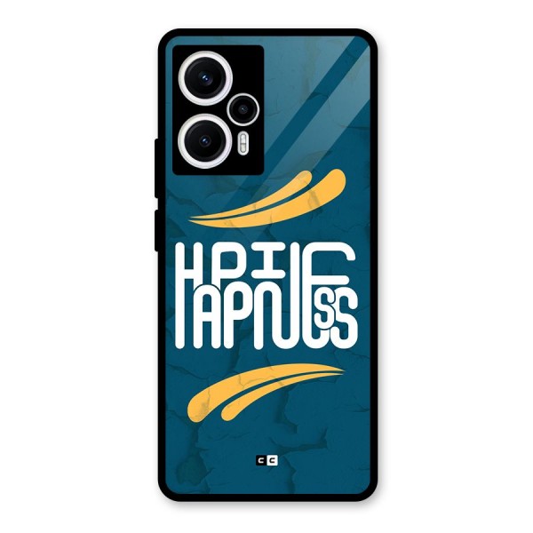 Happpiness Typography Glass Back Case for Poco F5