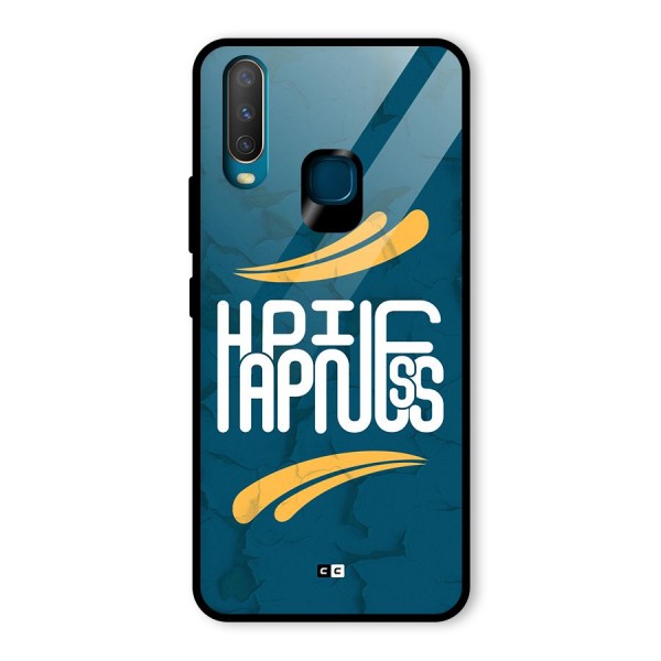 Happpiness Typography Glass Back Case for Vivo Y12