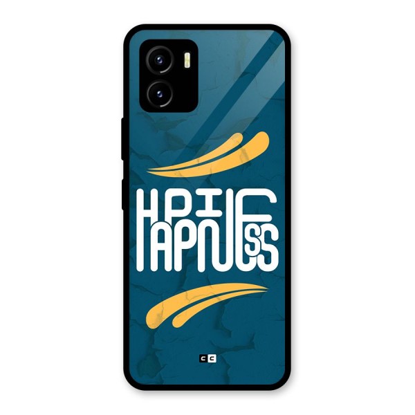 Happpiness Typography Glass Back Case for Vivo Y15s