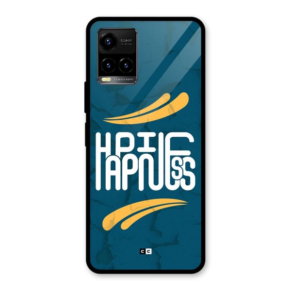 Happpiness Typography Glass Back Case for Vivo Y21A