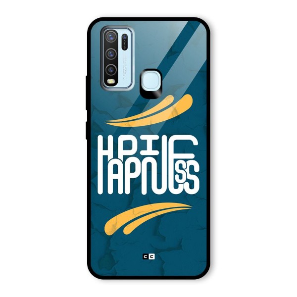 Happpiness Typography Glass Back Case for Vivo Y30