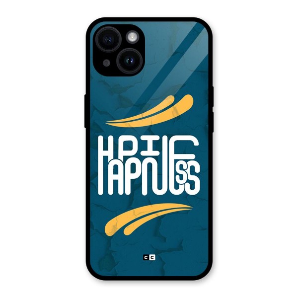 Happpiness Typography Glass Back Case for iPhone 14