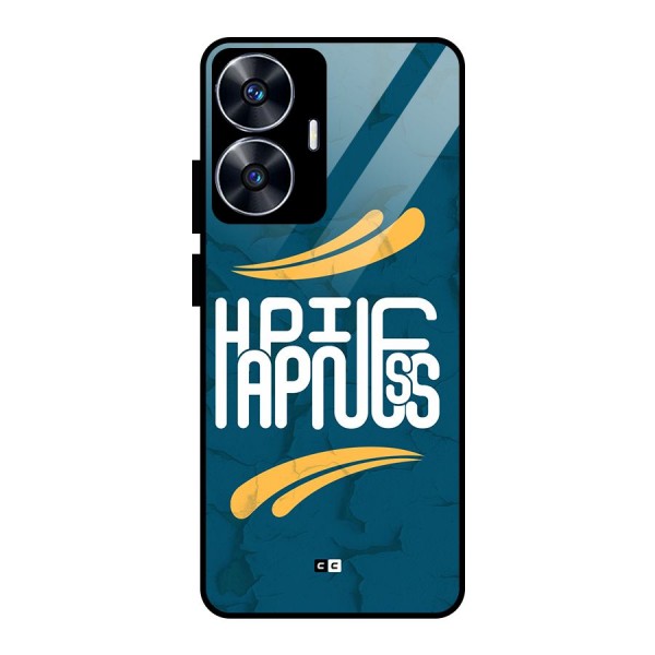 Happpiness Typography Glass Back Case for realme C55