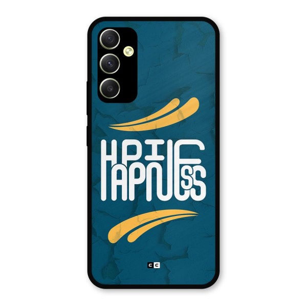 Happpiness Typography Metal Back Case for Galaxy A34