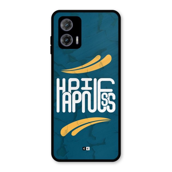 Happpiness Typography Metal Back Case for Moto G73