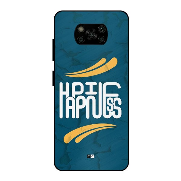 Happpiness Typography Metal Back Case for Poco X3