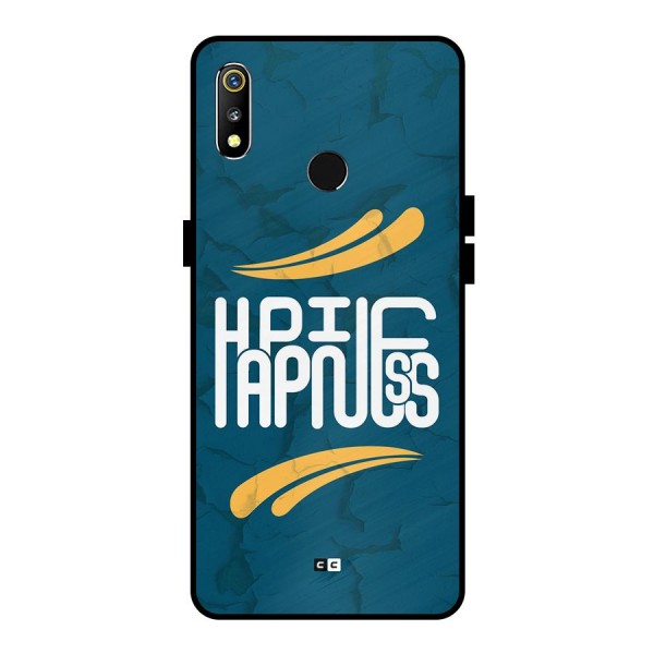 Happpiness Typography Metal Back Case for Realme 3