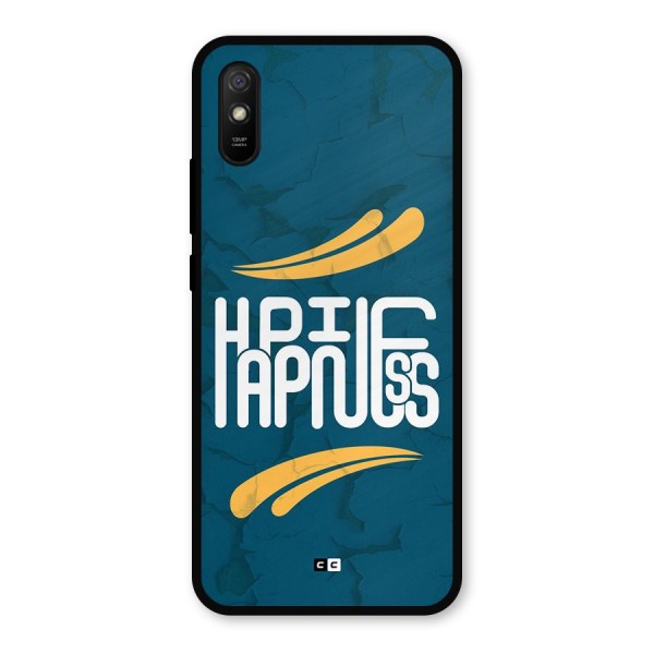 Happpiness Typography Metal Back Case for Redmi 9i