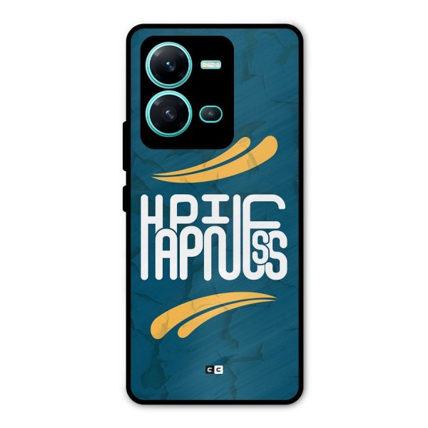 Happpiness Typography Metal Back Case for Vivo V25