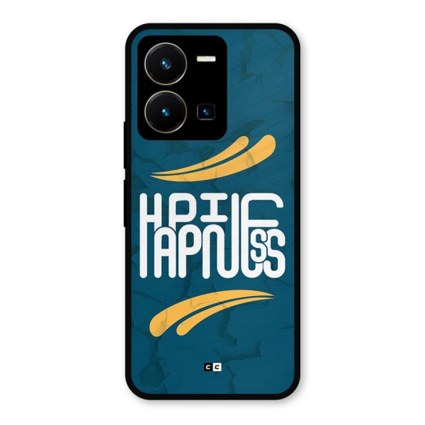 Happpiness Typography Metal Back Case for Vivo Y35