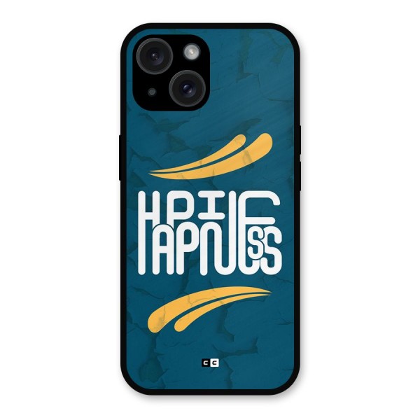 Happpiness Typography Metal Back Case for iPhone 15