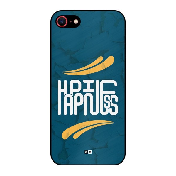 Happpiness Typography Metal Back Case for iPhone 8