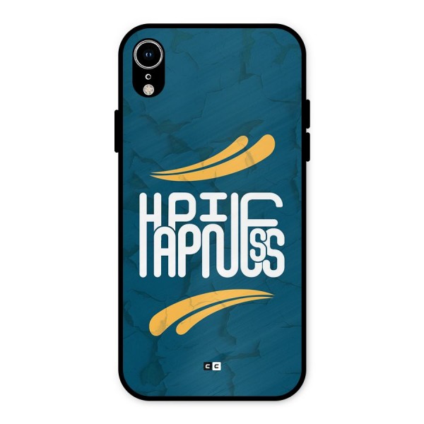 Happpiness Typography Metal Back Case for iPhone XR