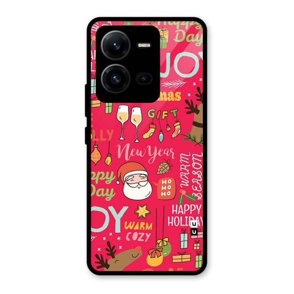 Happy Day Christmas Joy Glass Back Case for Vivo V25