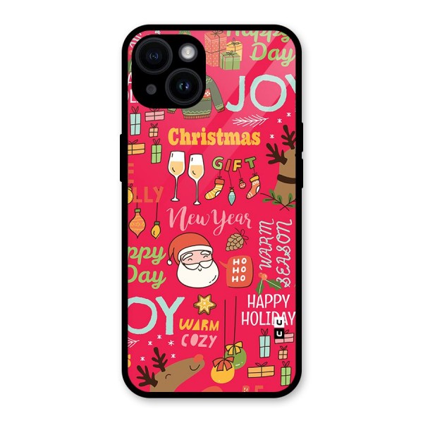 Happy Day Christmas Joy Glass Back Case for iPhone 14