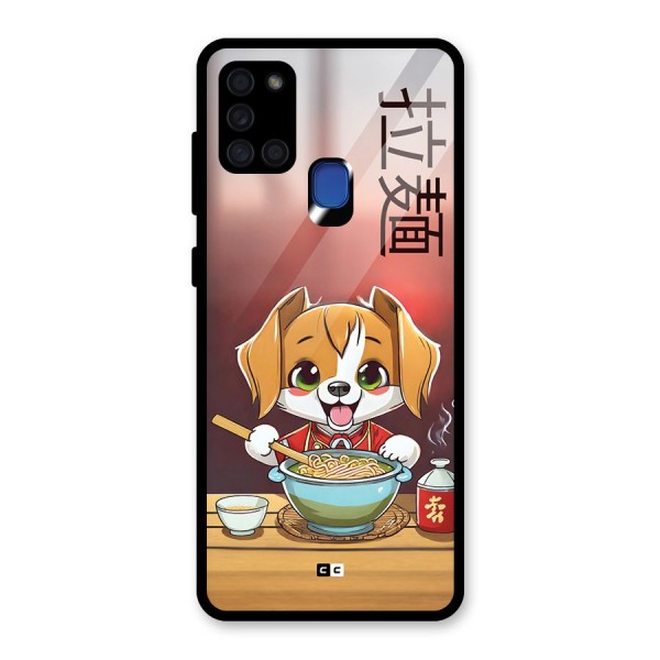 Happy Dog Cooking Glass Back Case for Galaxy A21s