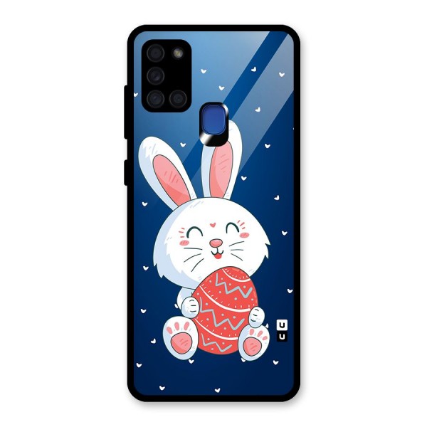 Happy Festive Bunny Glass Back Case for Galaxy A21s