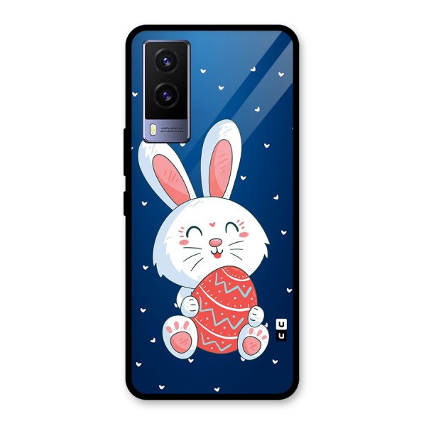 Happy Festive Bunny Glass Back Case for Vivo V21e 5G