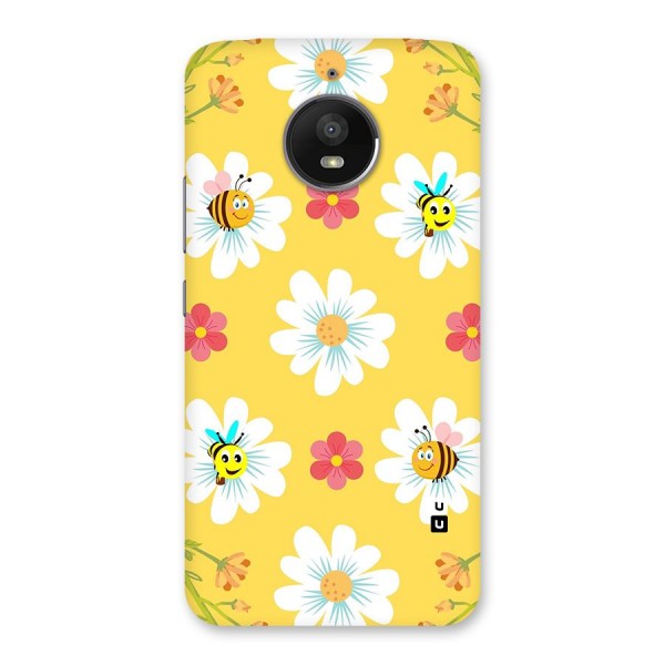 Happy Flowers Back Case for Moto E4 Plus