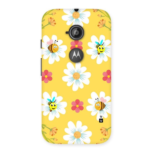 Happy Flowers Back Case for Moto E 2nd Gen