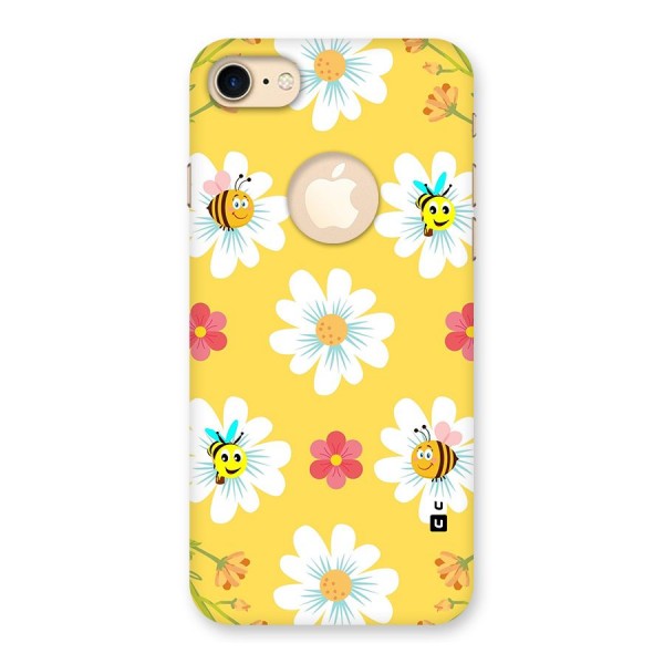 Happy Flowers Back Case for iPhone 8 Logo Cut