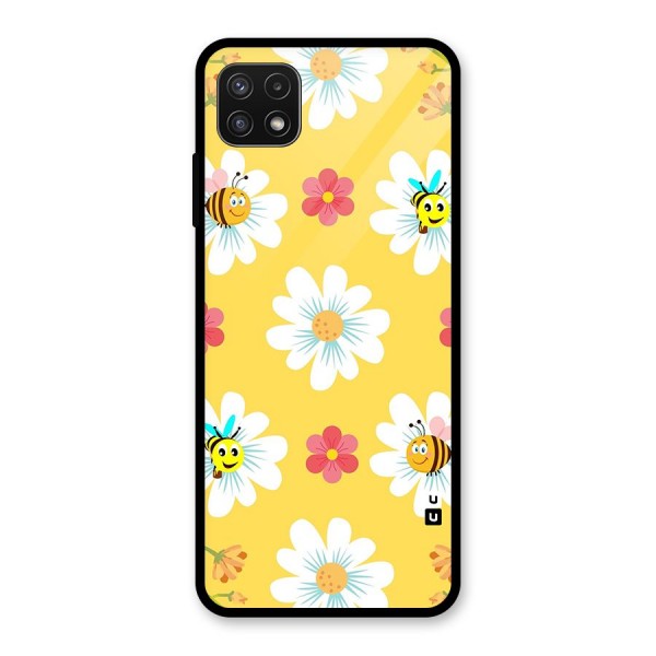 Happy Flowers Glass Back Case for Galaxy A22 5G