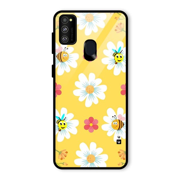 Happy Flowers Glass Back Case for Galaxy M21