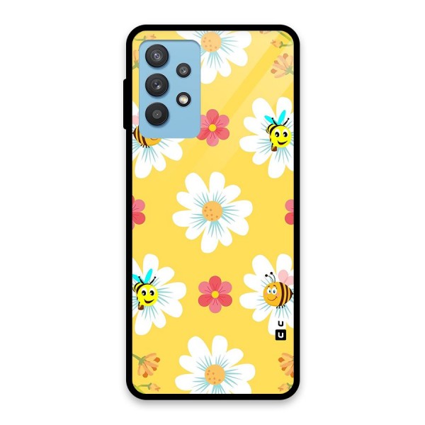 Happy Flowers Glass Back Case for Galaxy M32 5G