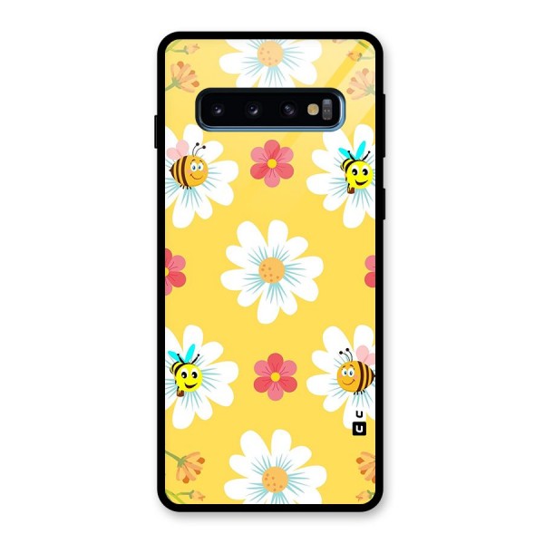 Happy Flowers Glass Back Case for Galaxy S10