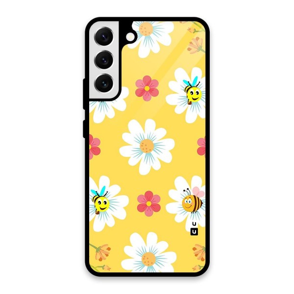 Happy Flowers Glass Back Case for Galaxy S22 Plus 5G