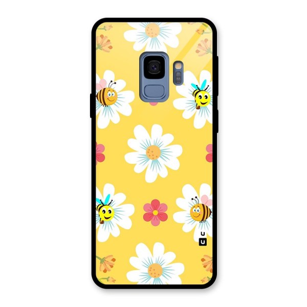 Happy Flowers Glass Back Case for Galaxy S9