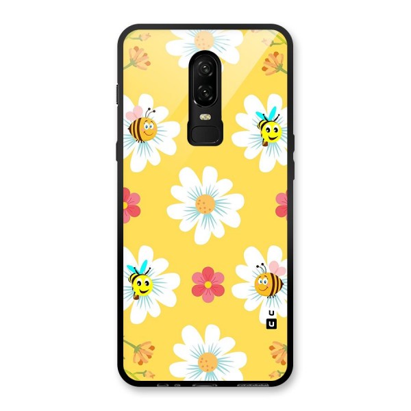 Happy Flowers Glass Back Case for OnePlus 6