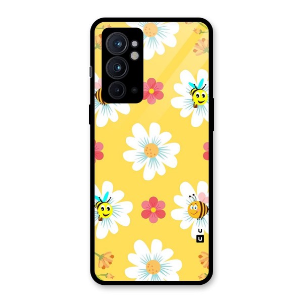 Happy Flowers Glass Back Case for OnePlus 9RT 5G