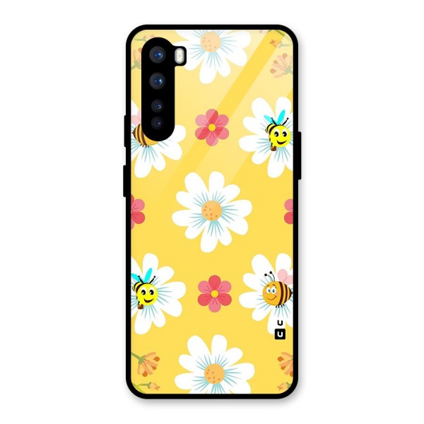 Happy Flowers Glass Back Case for OnePlus Nord