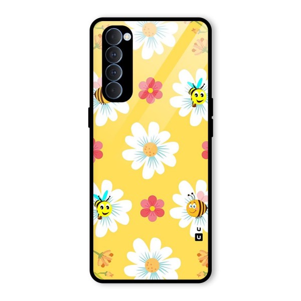 Happy Flowers Glass Back Case for Oppo Reno4 Pro